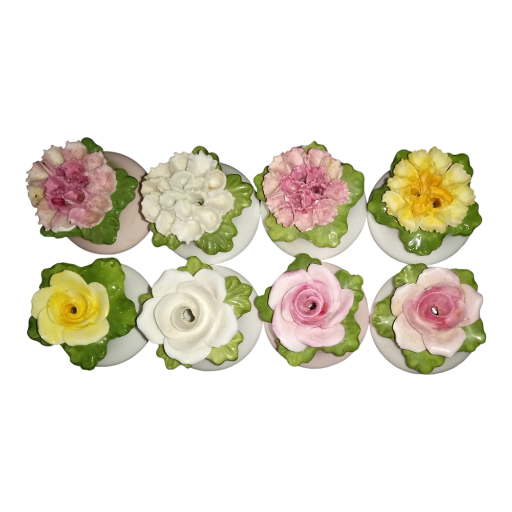 Aynsley Bone China Salt Pepper Shakers Dainty Flower Pink Yellow White Lot 8